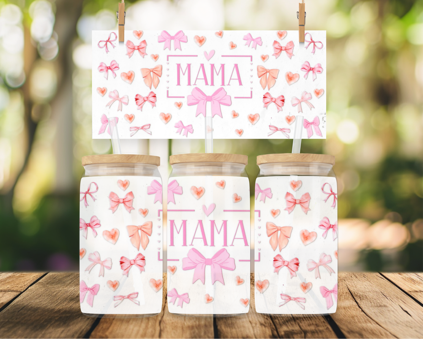 #105 Mama pink bows pink hearts