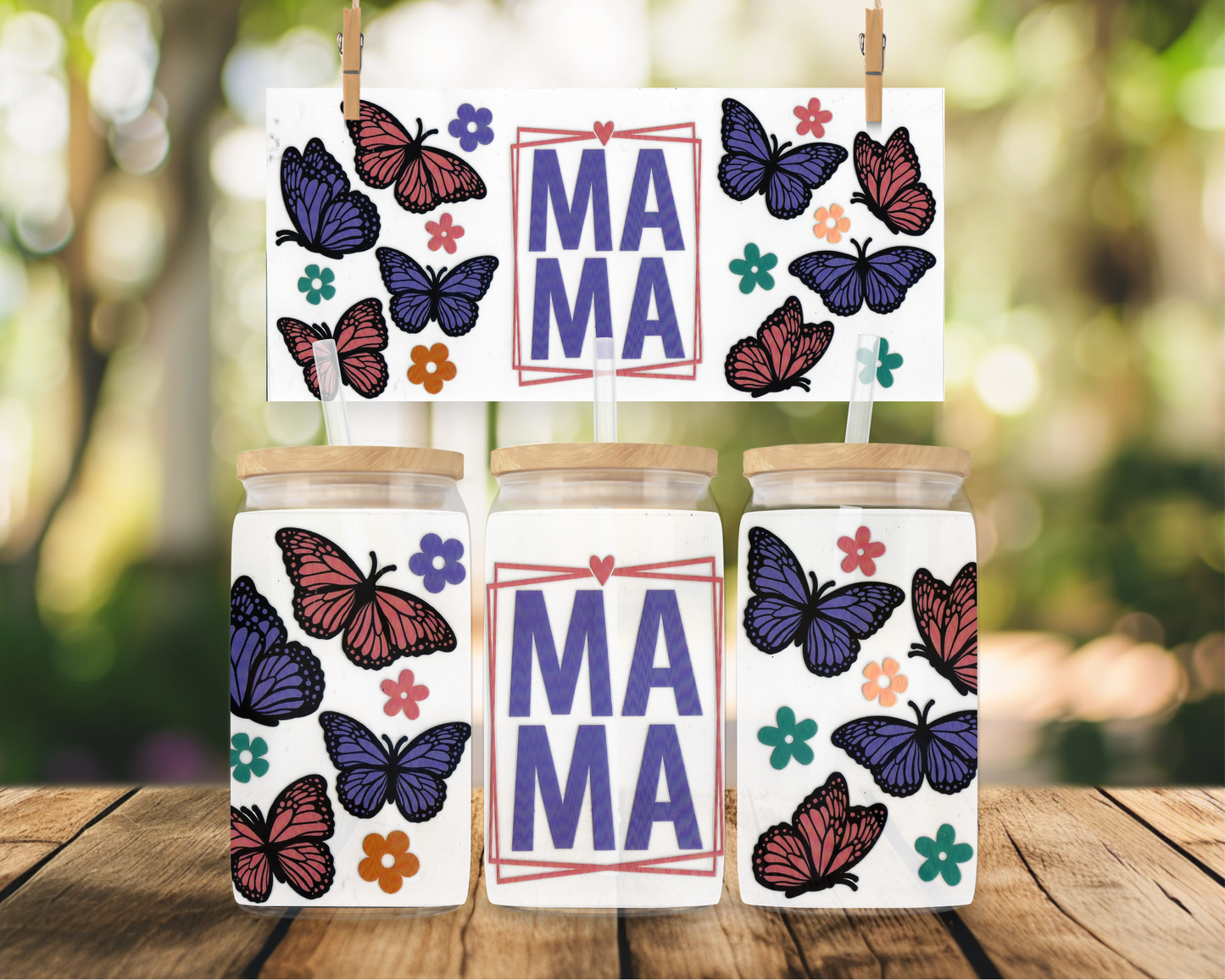 #119 Mama Pink and Purple Butterflies