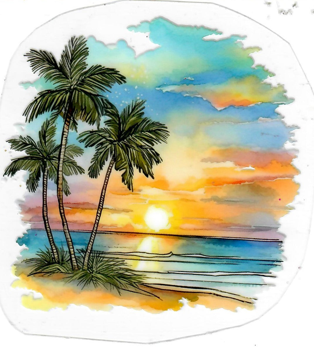 #77 3.5 inch decal "Beach and Palm Trees"
