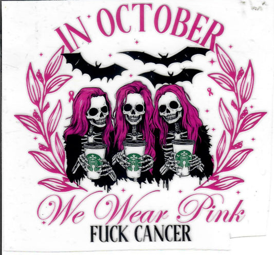 #90 3.5 inch decal "In October we wear pink"